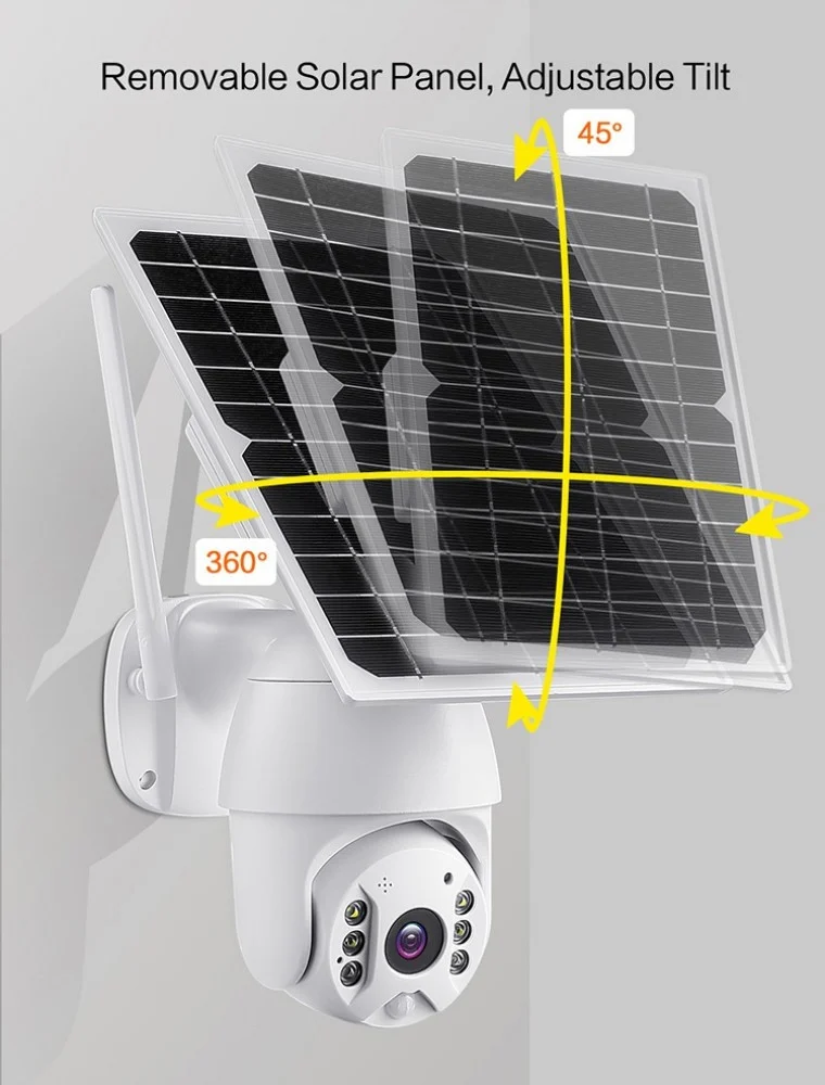 كاميرا مراقبة طاقة شمسية تعمل بشريحة بيانات 4g بدقة 8 ميقا بيكسل