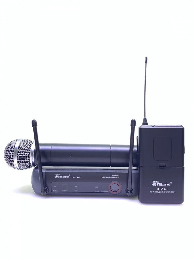 2 ميكرفون لاسلكي يدوي + جيب (علاق) - MAX
