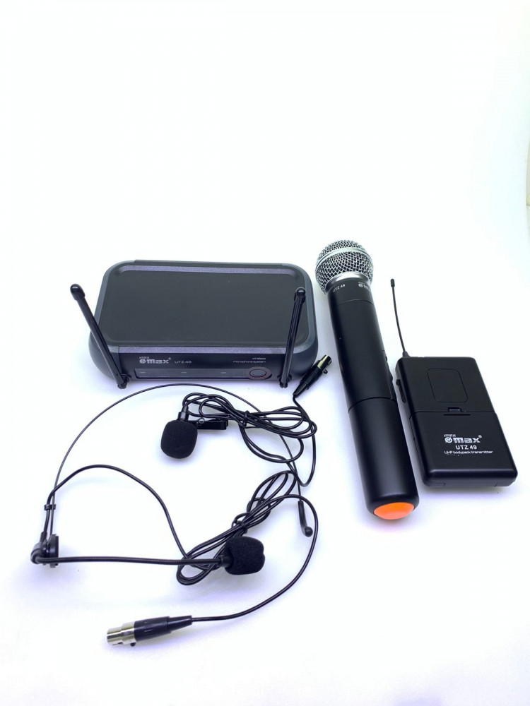 2 ميكرفون لاسلكي يدوي + جيب (علاق) - MAX
