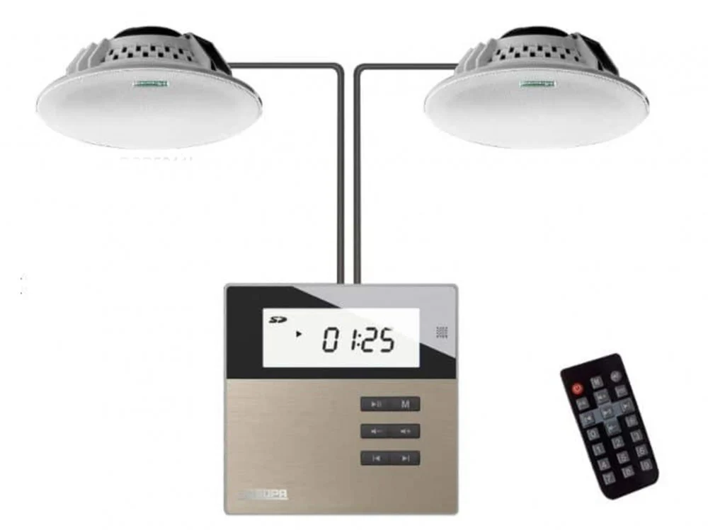 سماعتين 6.5 انش سقفية مع جهاز تحكم جداري